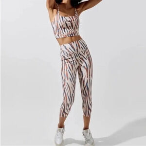 Carbon38 Pastel Zebra Legging Bra Set